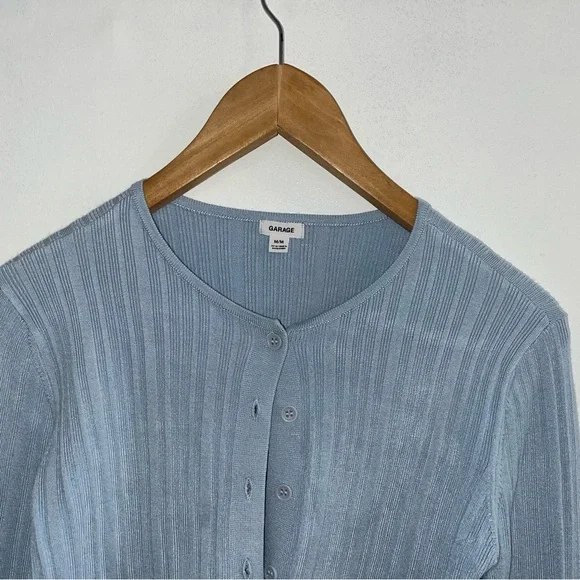 Garage Light Blue Ribbed Knit Top - Picture 2 of 11